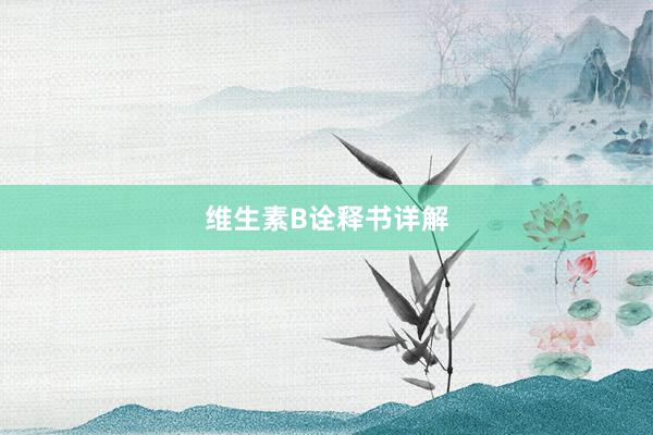 维生素B诠释书详解